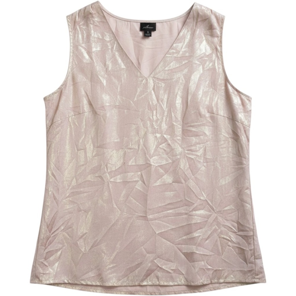 Worthington Tank Top Womens Small Pink V Neck Sleeveless Satin Shimmer